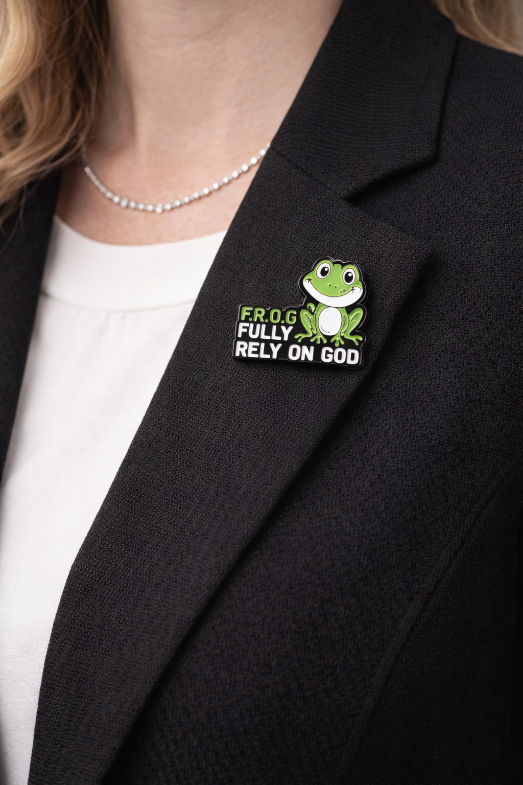 Fully Rely On God (F.R.O.G.) Christian Enamel Pin
