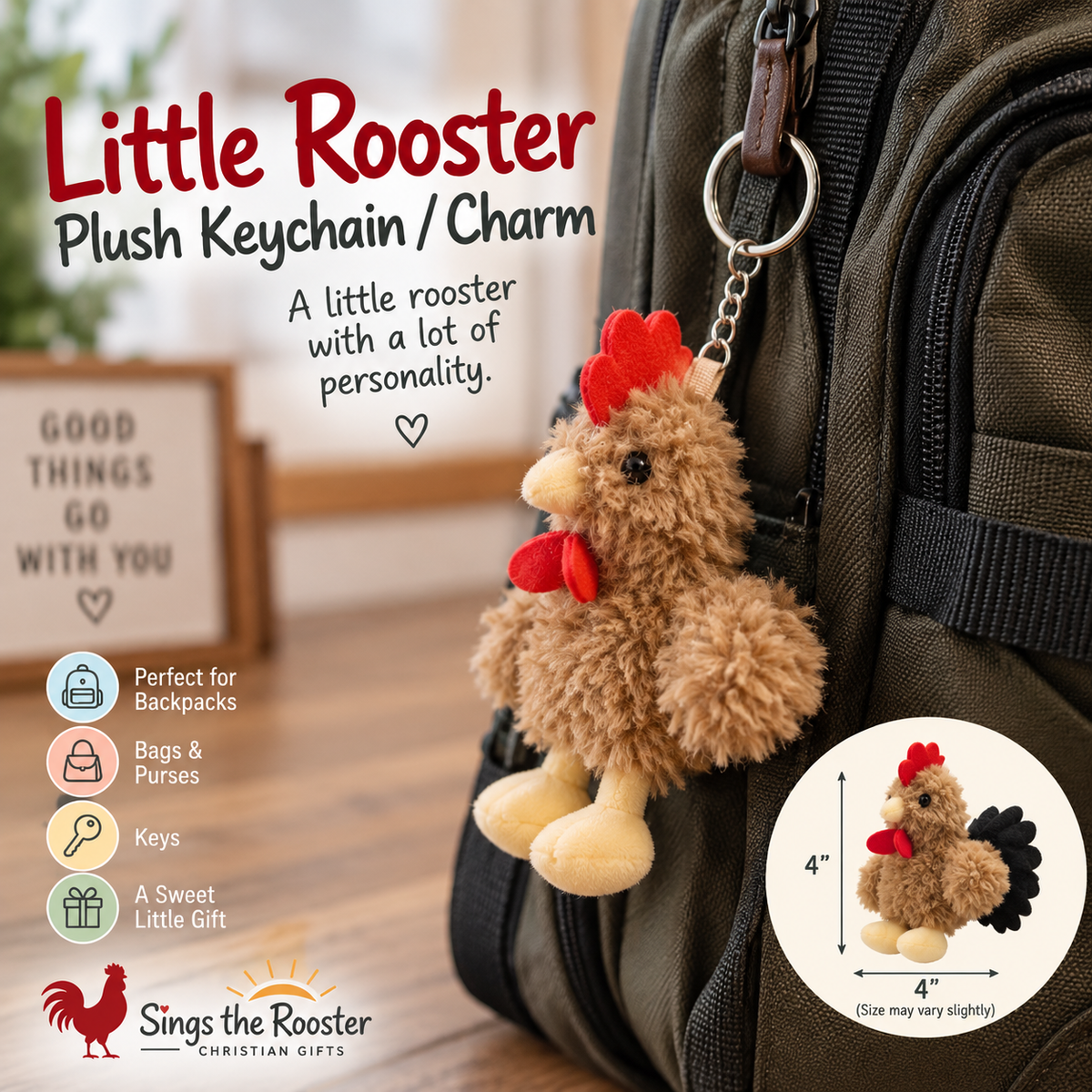 Little Rooster Plush Keychain / Charm