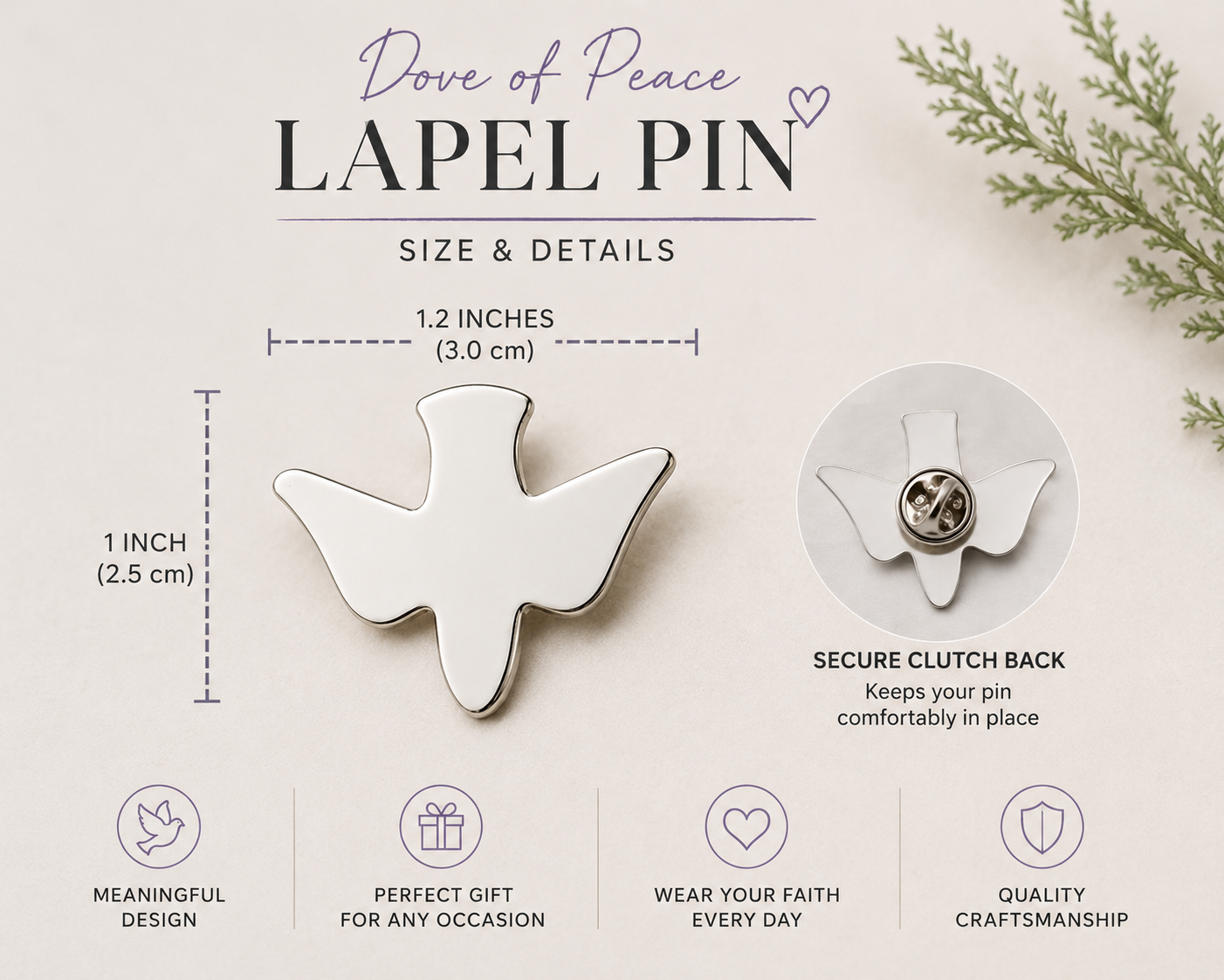 Dove of Peace Pin – Holy Spirit Symbol