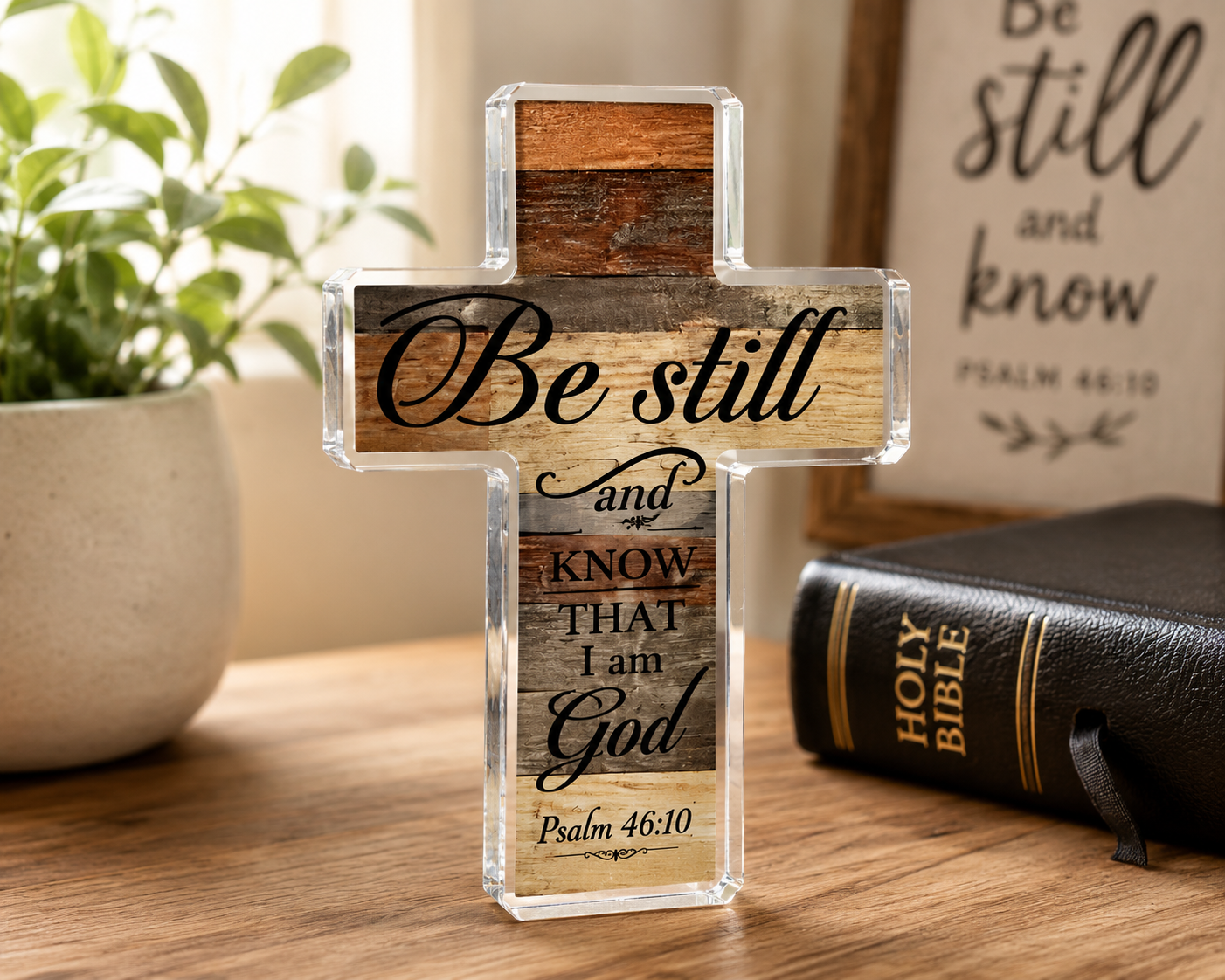 Be Still and Know Acrylic Cross | Psalm 46:10 Christian Décor