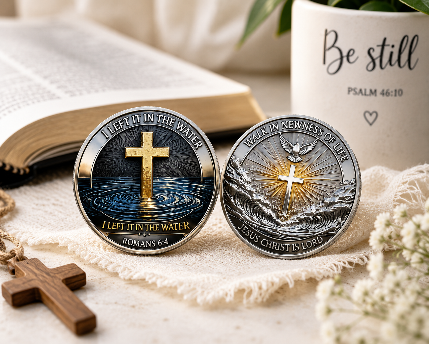 I Left It In The Water Coin | Romans 6:4 Baptism Gift