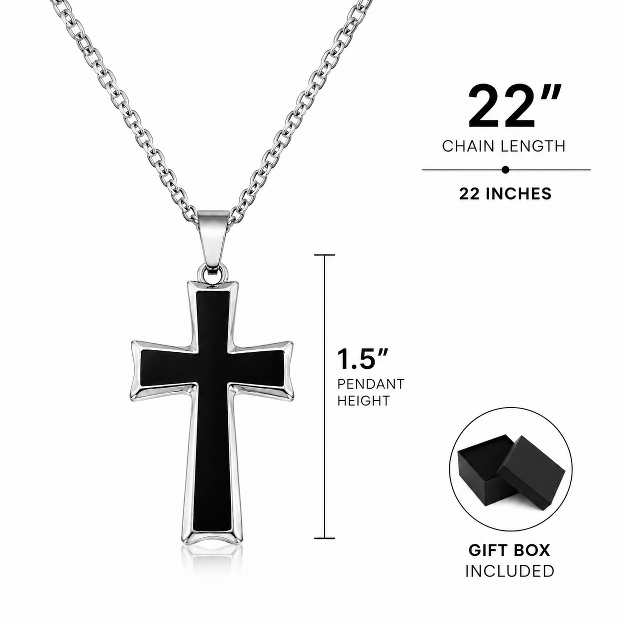 Black Cross Necklace | Modern Christian Faith Pendant