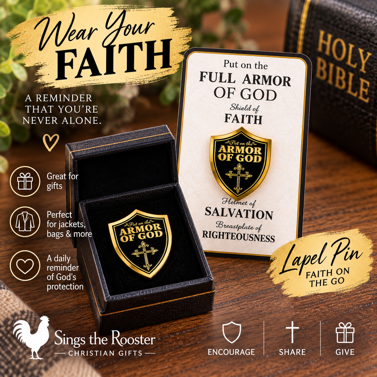 Armor of God Lapel Pin – Shield of Faith Christian Pin