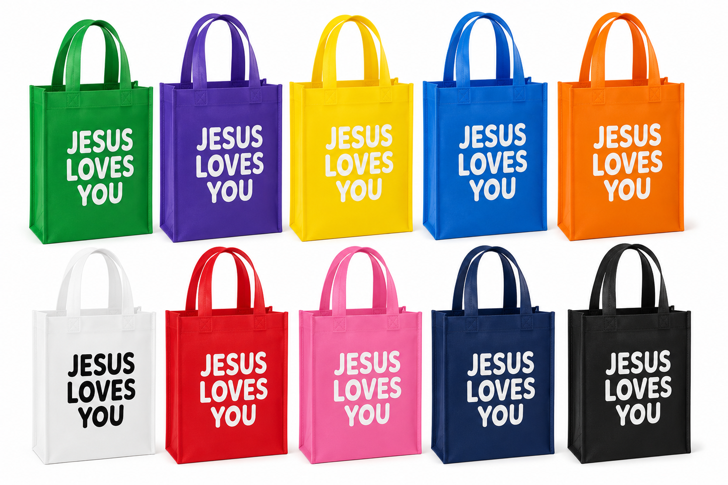 Jesus Loves You Reusable Gift Bags | Christian Party Favor Bags | Set of 5