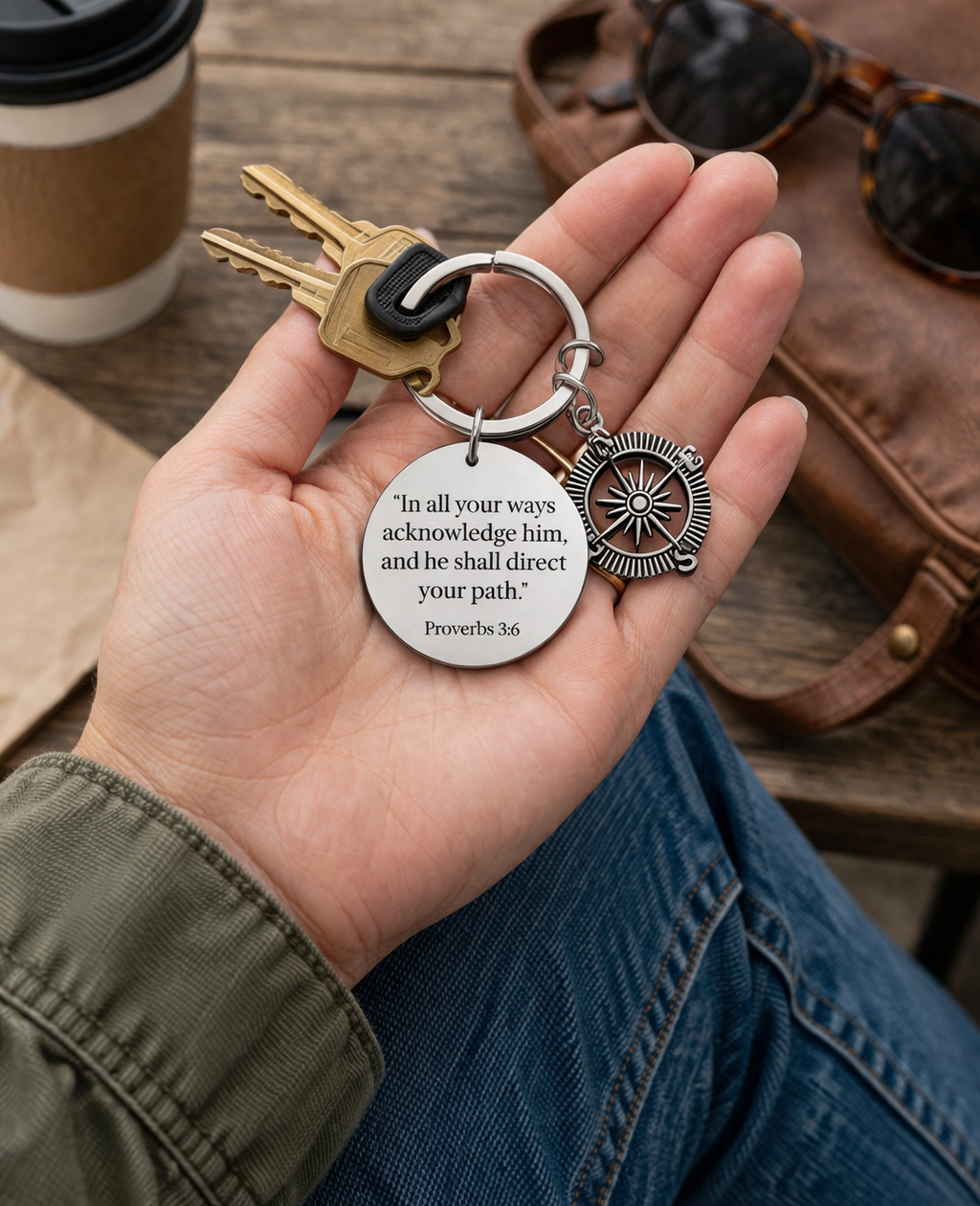 Proverbs 3:6 Scripture Keychain