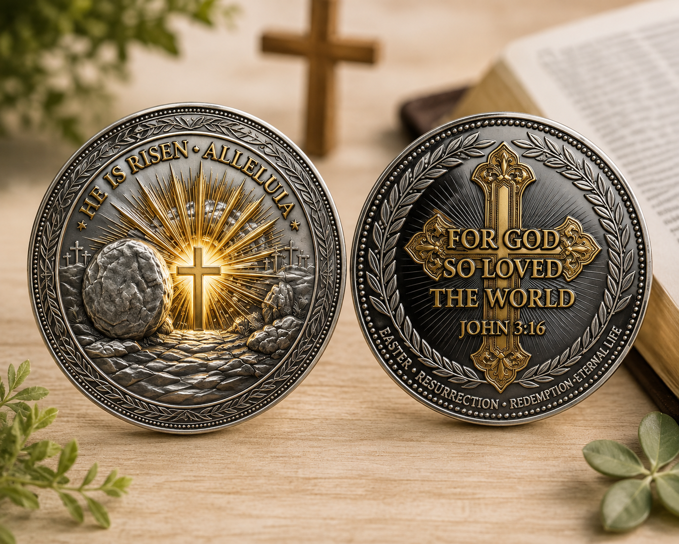 He Is Risen Easter Faith Coin