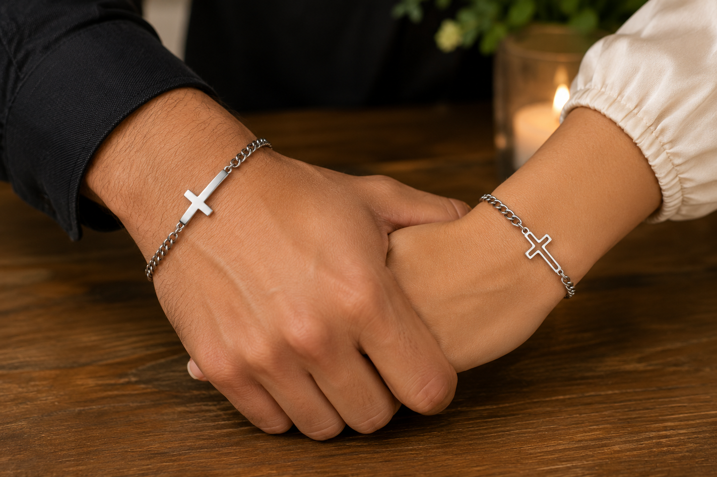 Stainless Steel Solid Cross Bracelet | Adjustable Christian Faith Bracelet