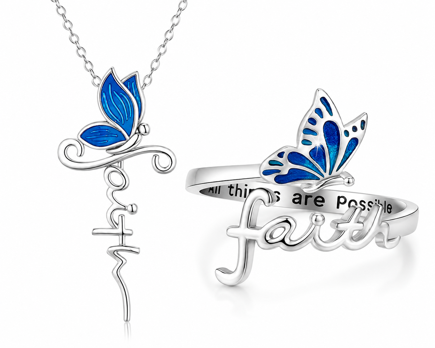 Butterfly Faith Necklace & Ring Gift Set