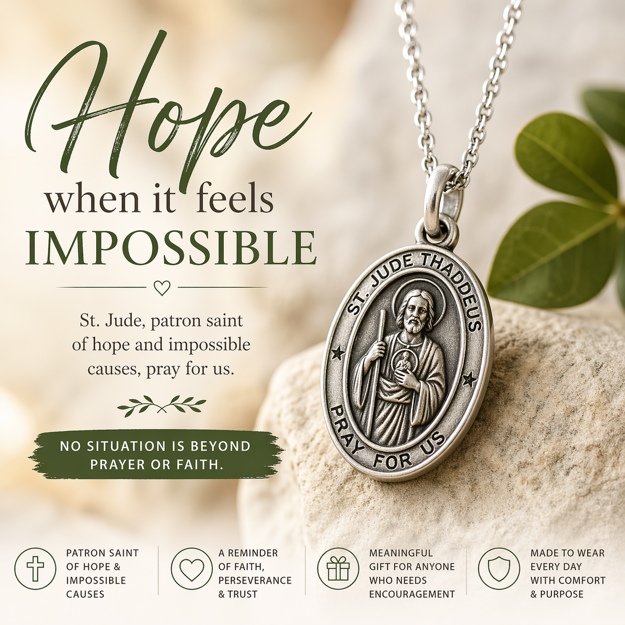 St. Jude Thaddeus Medal Necklace – Patron Saint of Hope