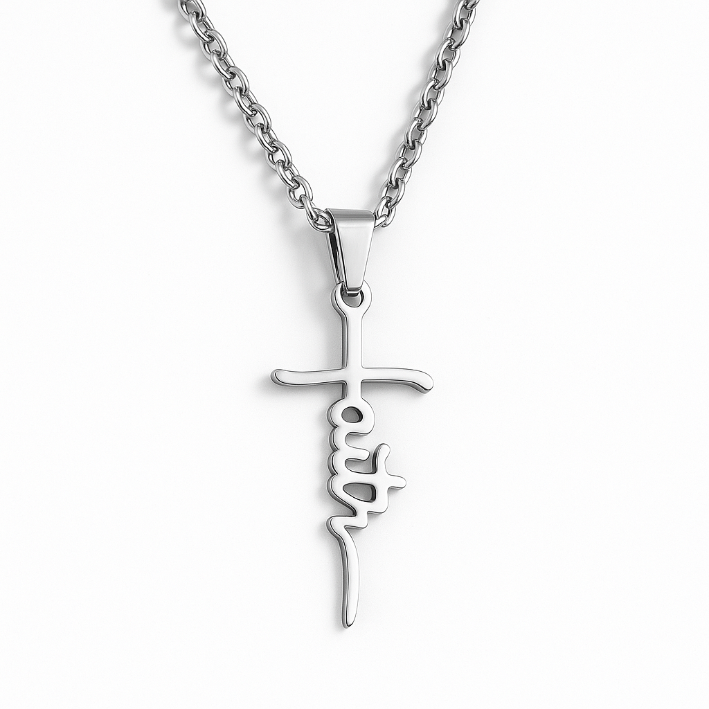 Faith Script Cross Necklace
