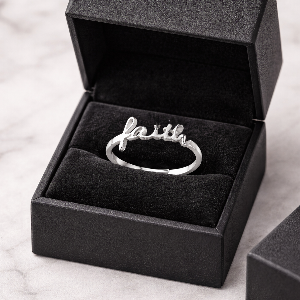 "Faith" Script Ring