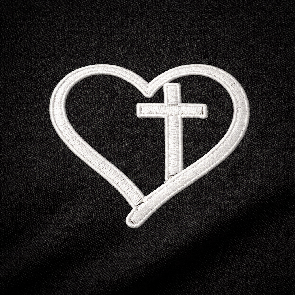 Faith Cross Heart - Premium Embroidered Christian Shirt