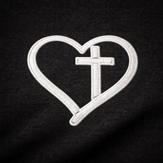 Faith Cross Heart - Premium Embroidered Christian Shirt