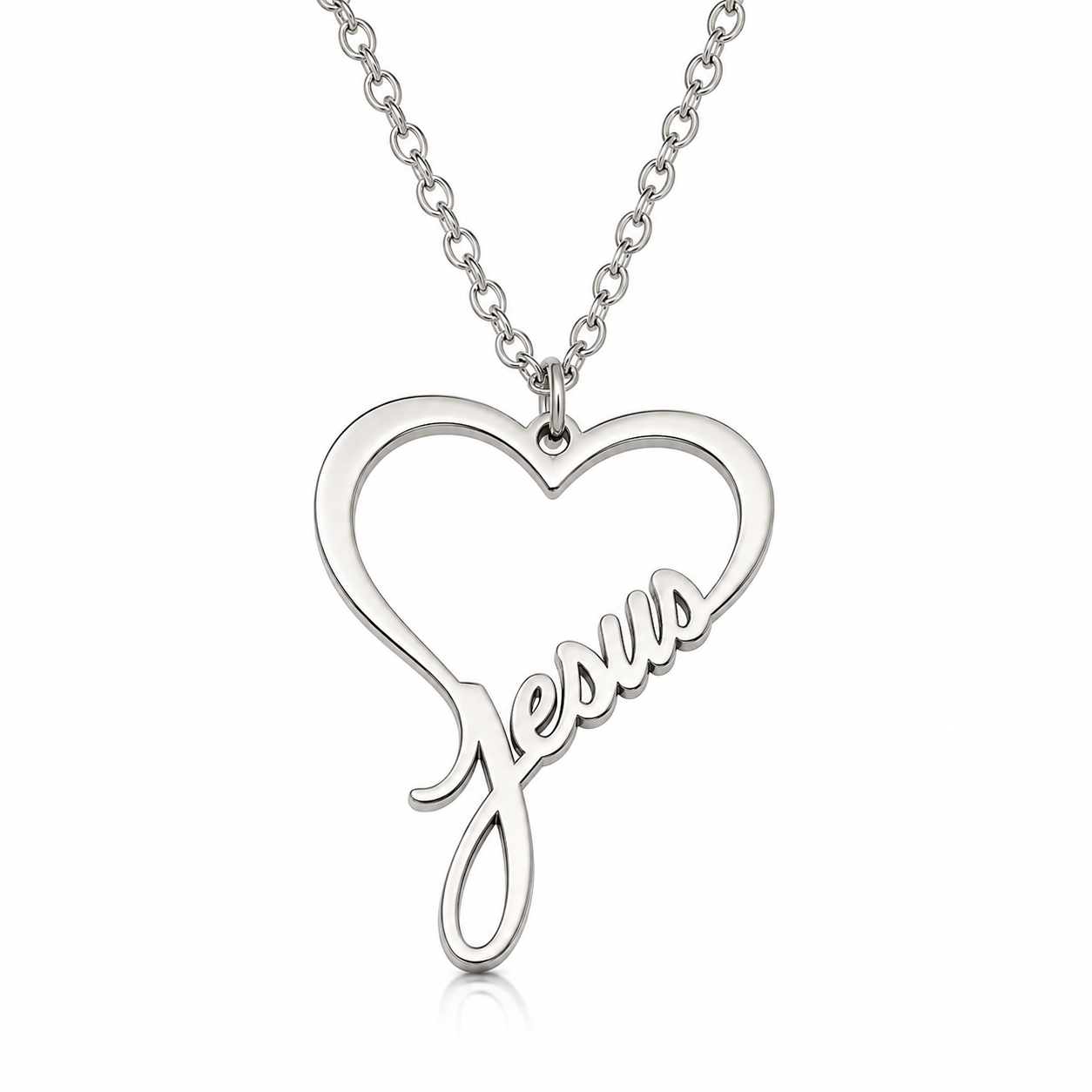 Jesus Heart Necklace | Stainless Steel Christian Heart Pendant