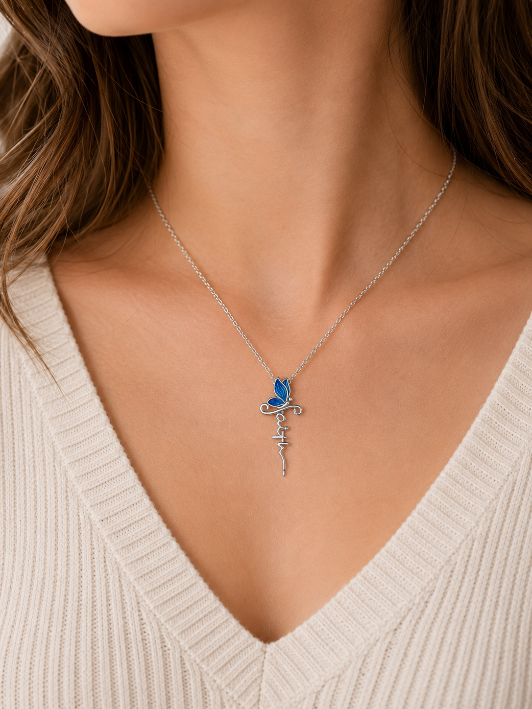 Faith Butterfly Necklace | Christian Cross Pendant