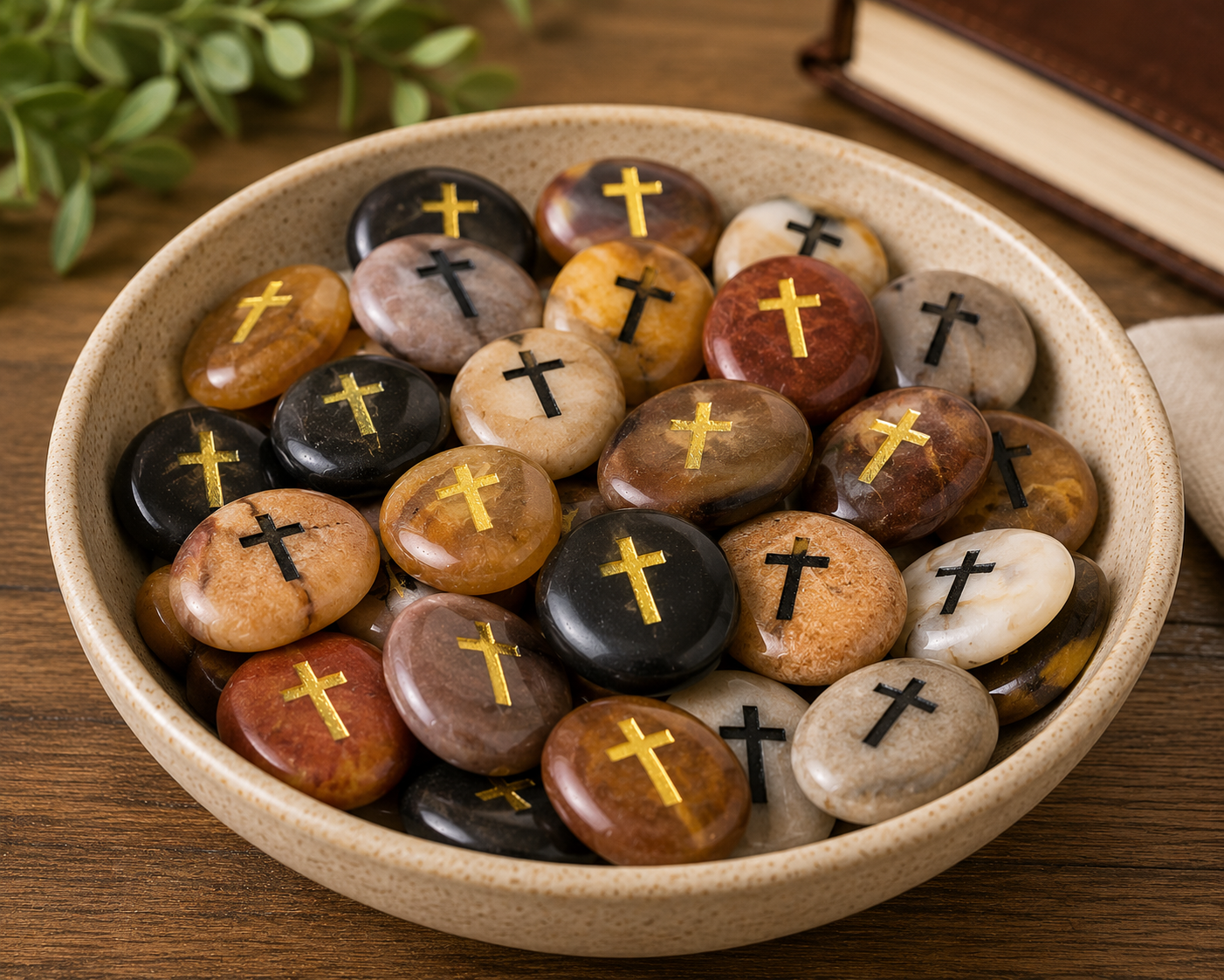 Cross Pocket Stone with Velvet Pouch | Christian Encouragement Gift