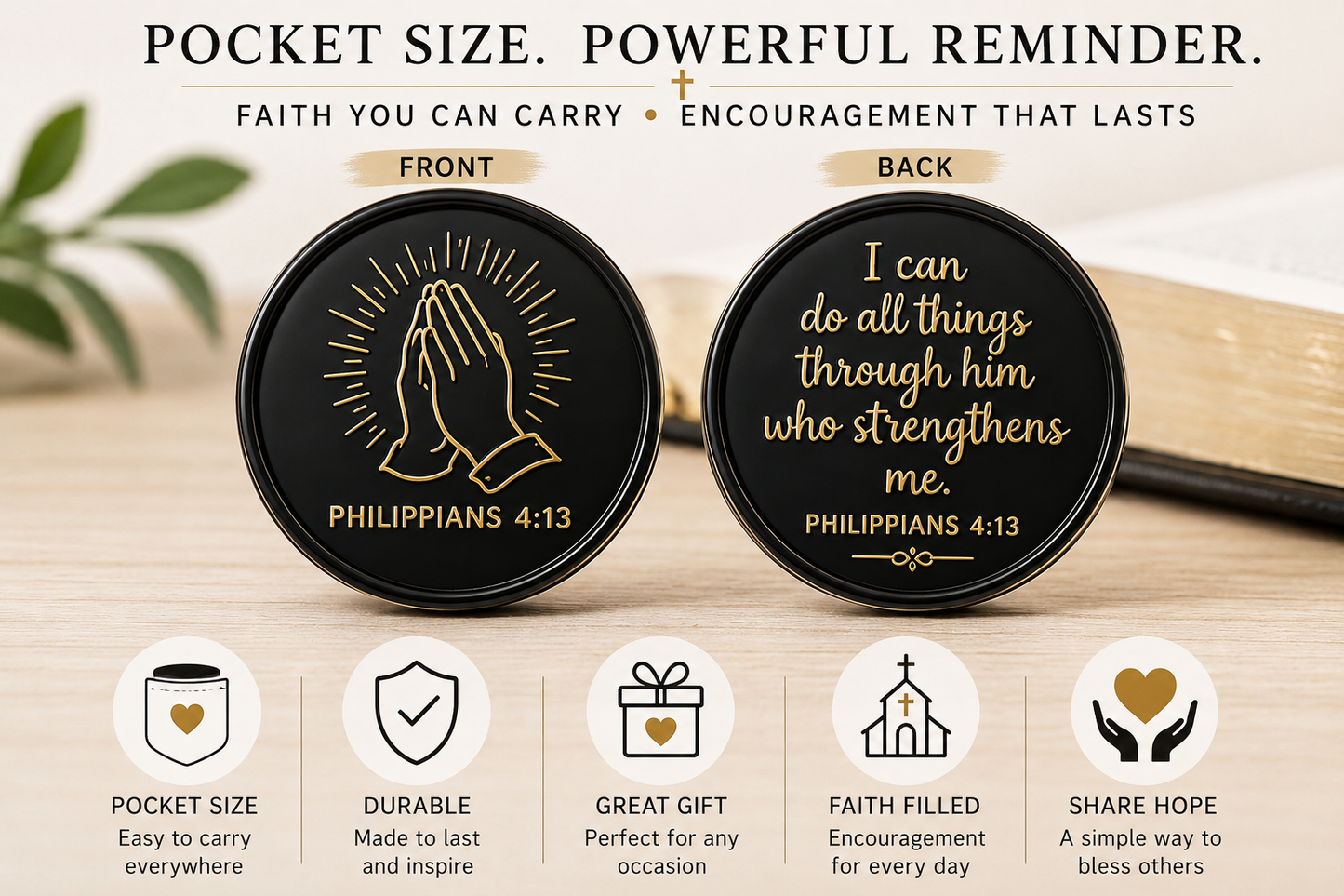 Christian Scripture Pocket Tokens...Inspirational Bible Verse Keepsakes