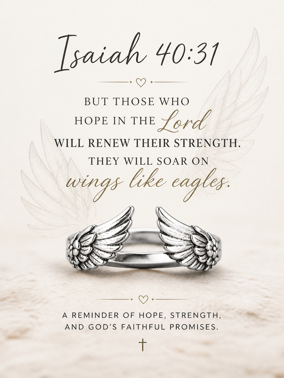 Isaiah 40:31 Inspired Angel's Wings Ring