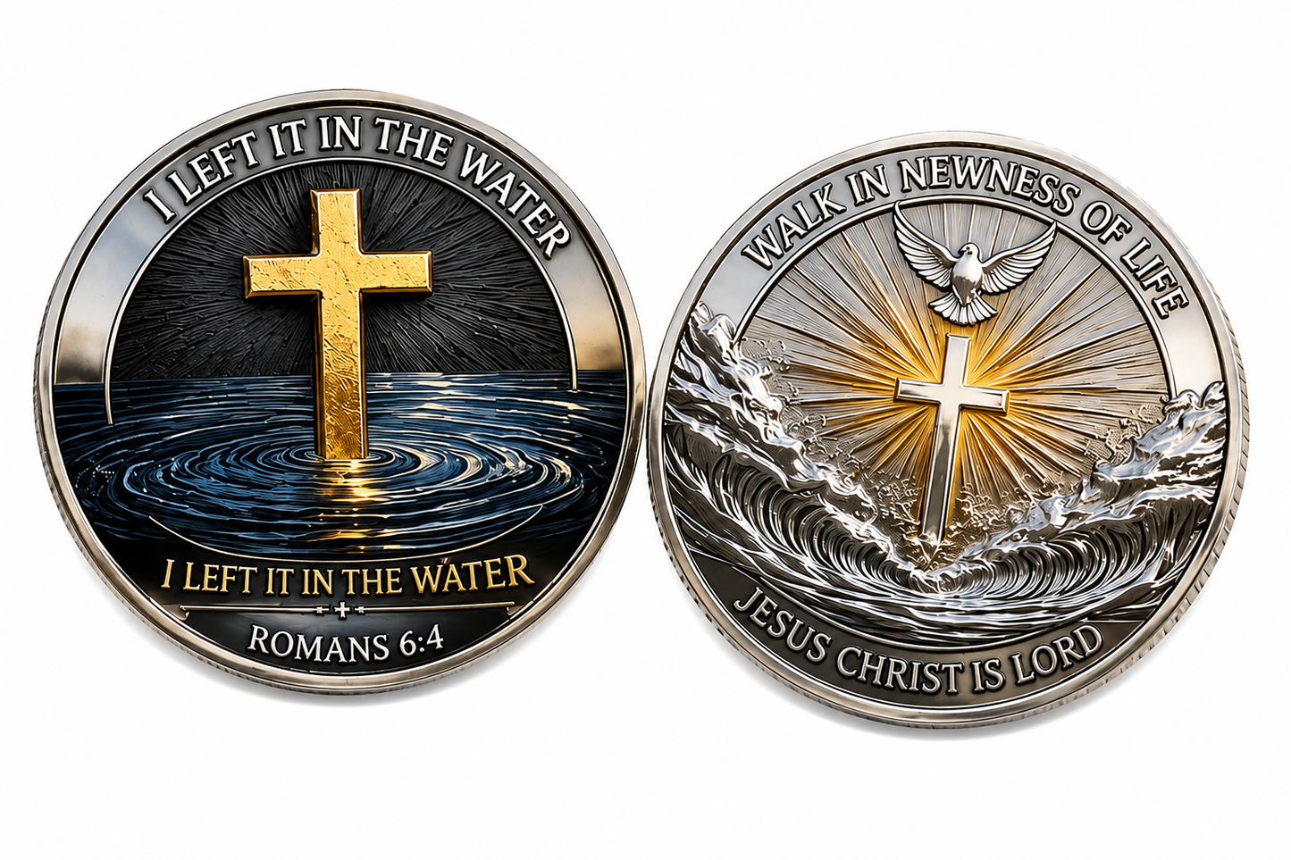 I Left It In The Water Coin | Romans 6:4 Baptism Gift