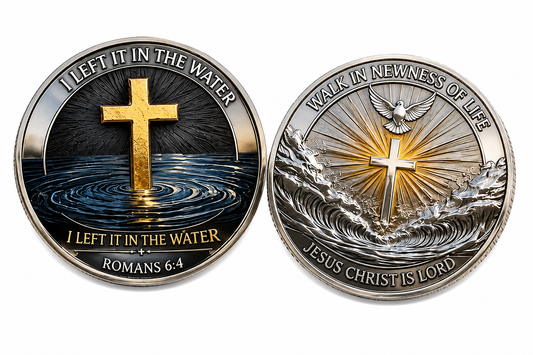 I Left It In The Water Coin | Romans 6:4 Baptism Gift