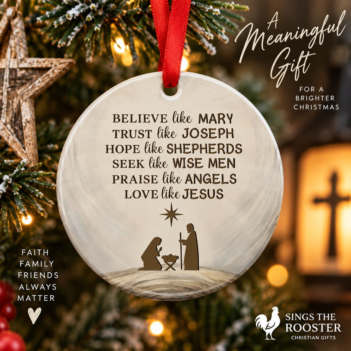 Believe Christian Christmas Ornament