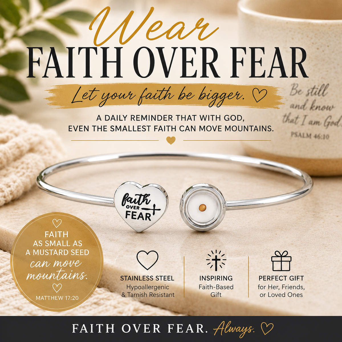 Faith Over Fear Bracelet - Matt 17:20