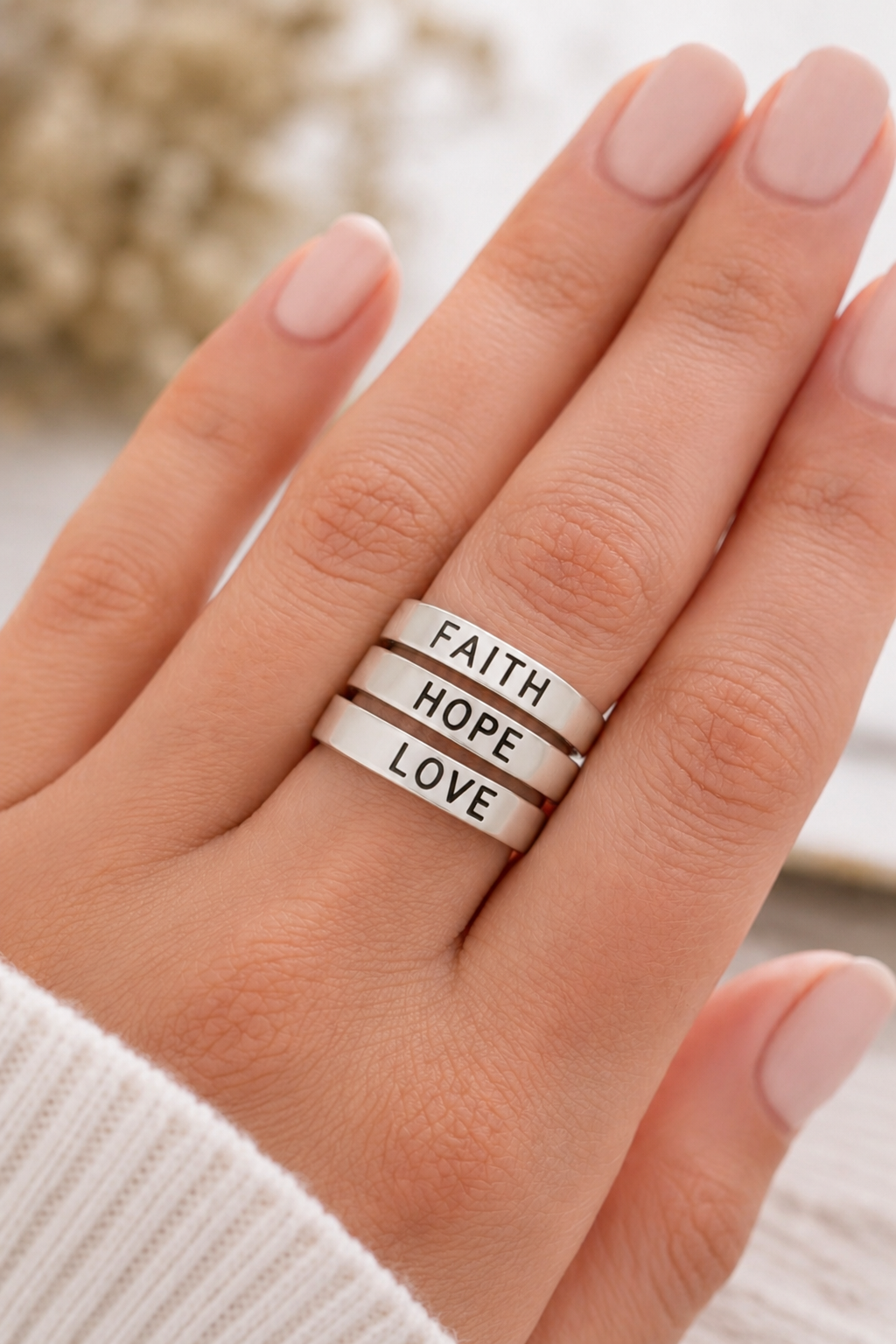 FAITH HOPE LOVE Coiled Ring