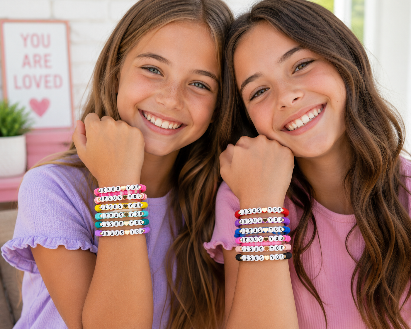 Jesus Loves You Colorful Christian Stretch Bracelets