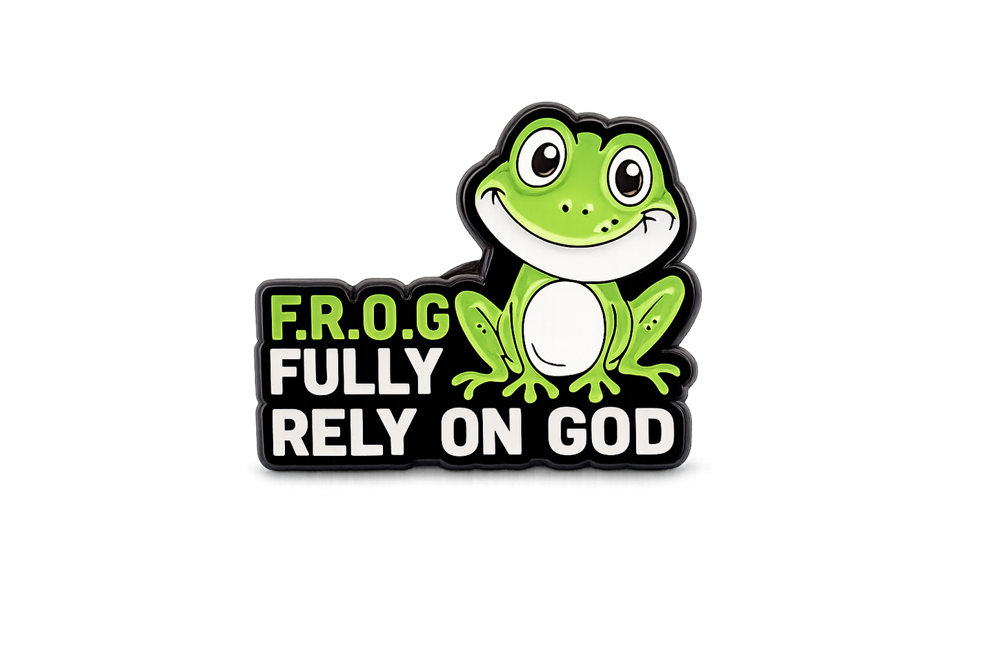 Fully Rely On God (F.R.O.G.) Christian Enamel Pin