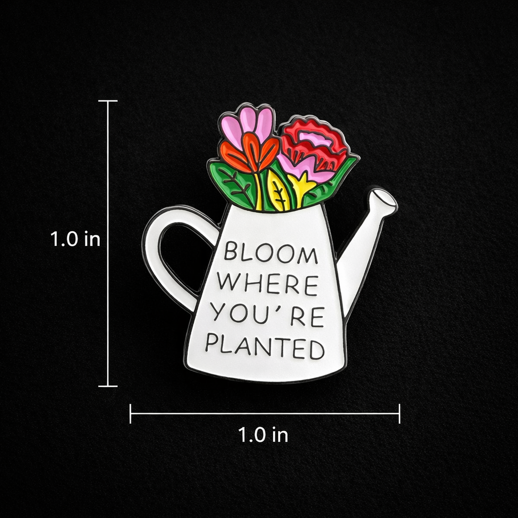 Bloom Where You're Planted Enamel Pin – Inspirational Flower Watering Can Pin