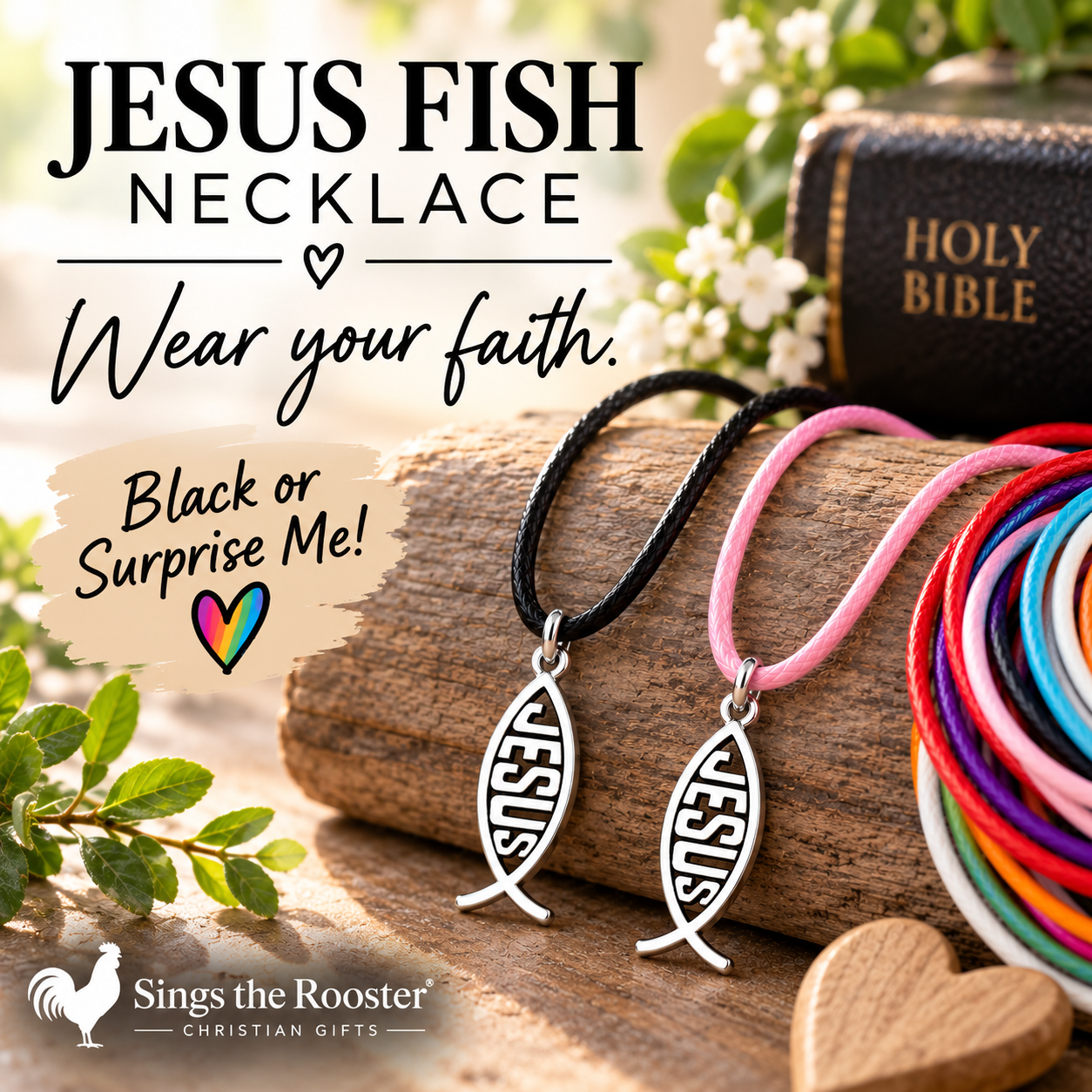 Jesus Fish Christian Pendant Necklace