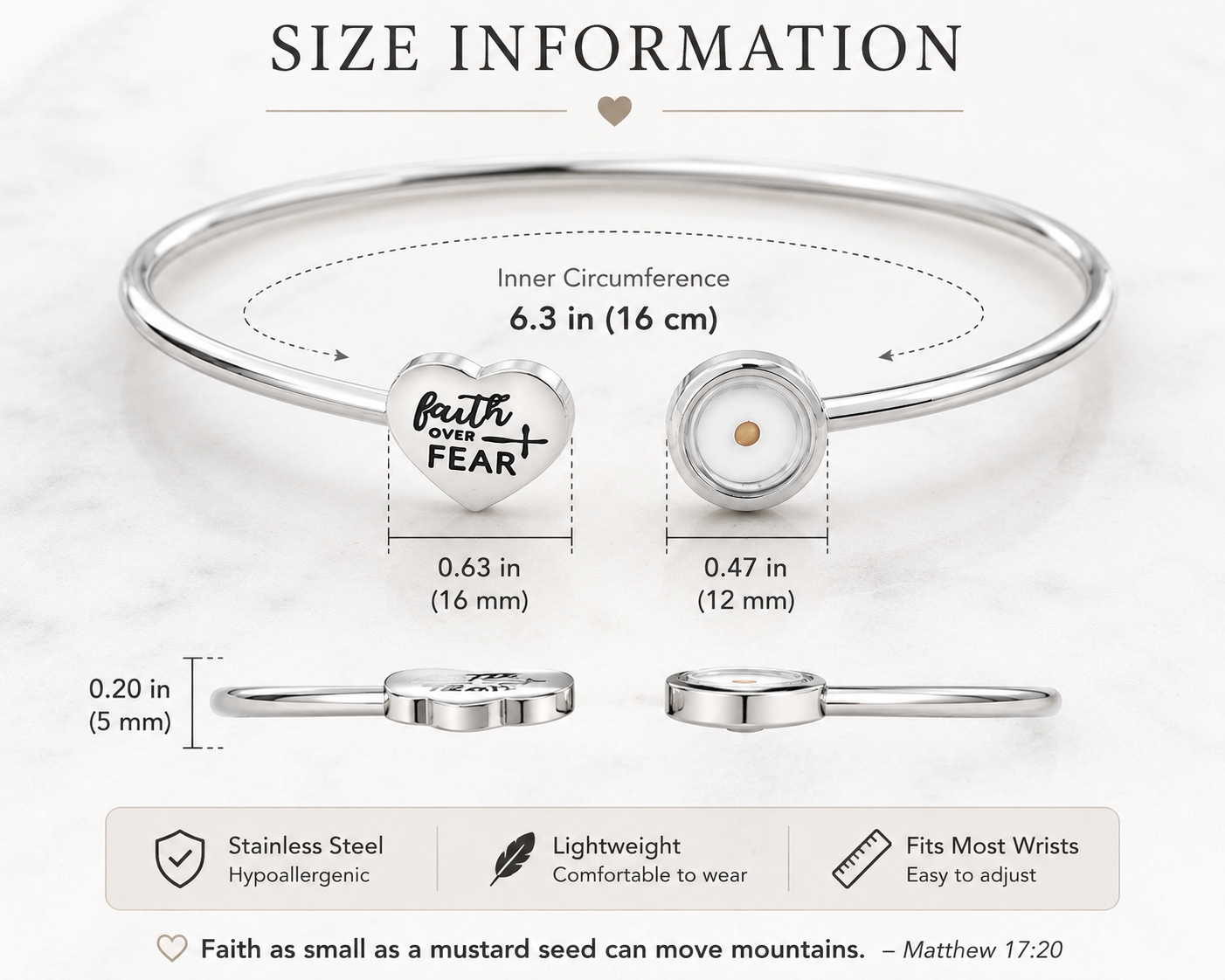Faith Over Fear Bracelet - Matt 17:20