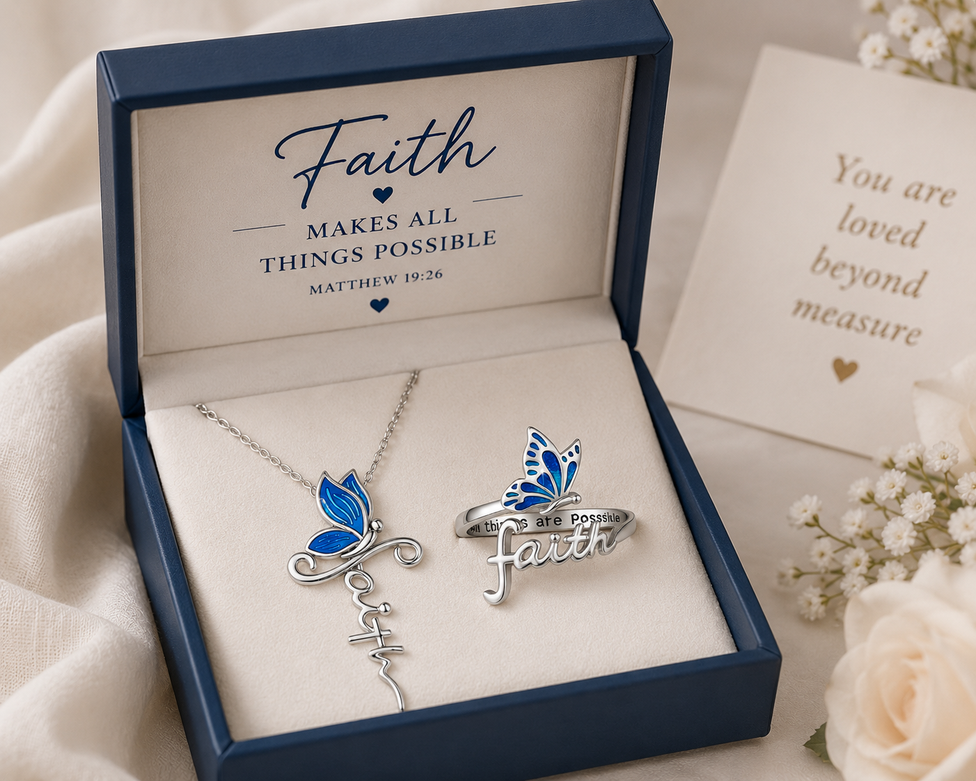 Butterfly Faith Necklace & Ring Gift Set