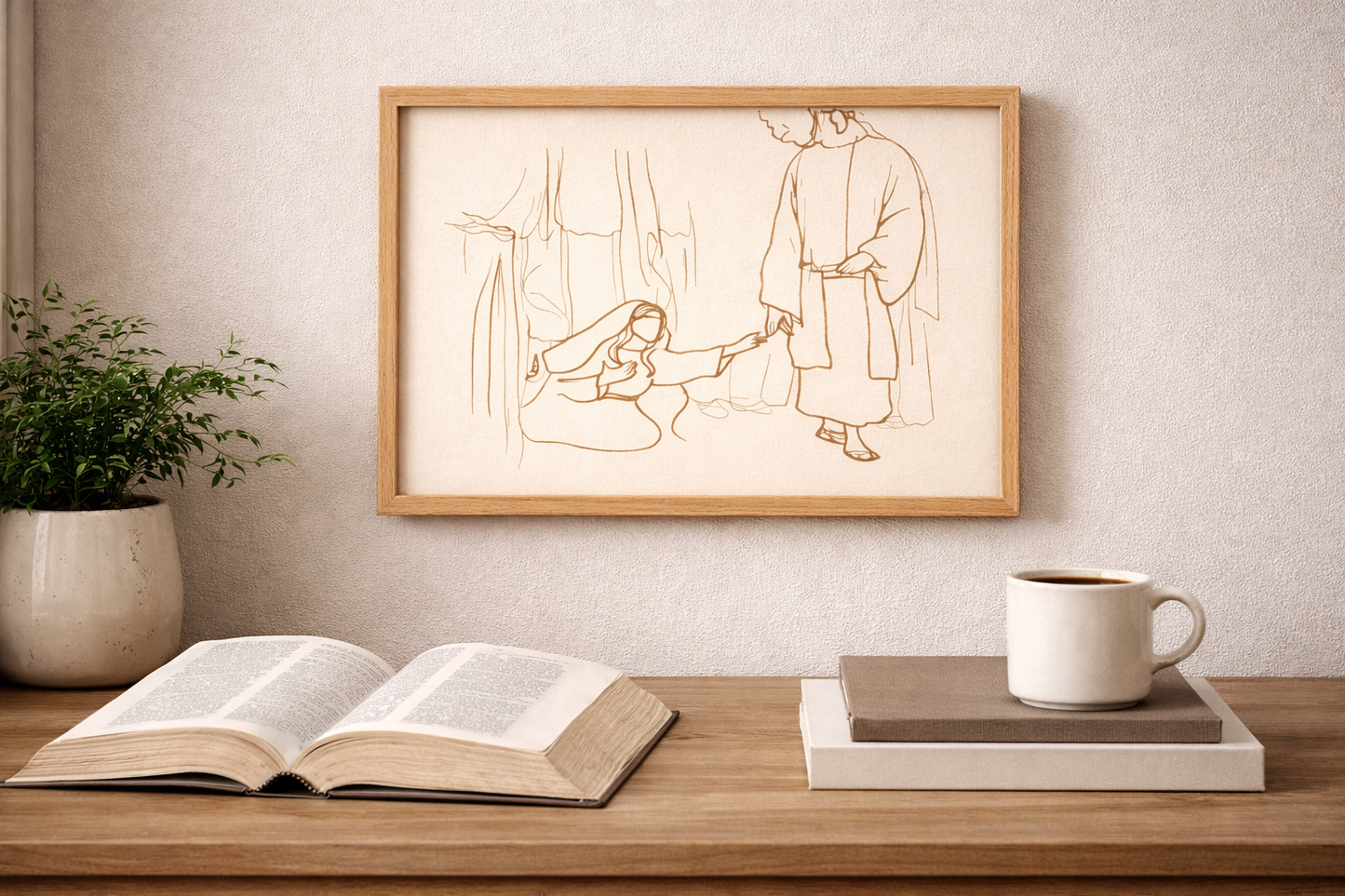 Jesus is within Your Reach – Minimalist Christian Line Art Canvas Print (11" x 16")