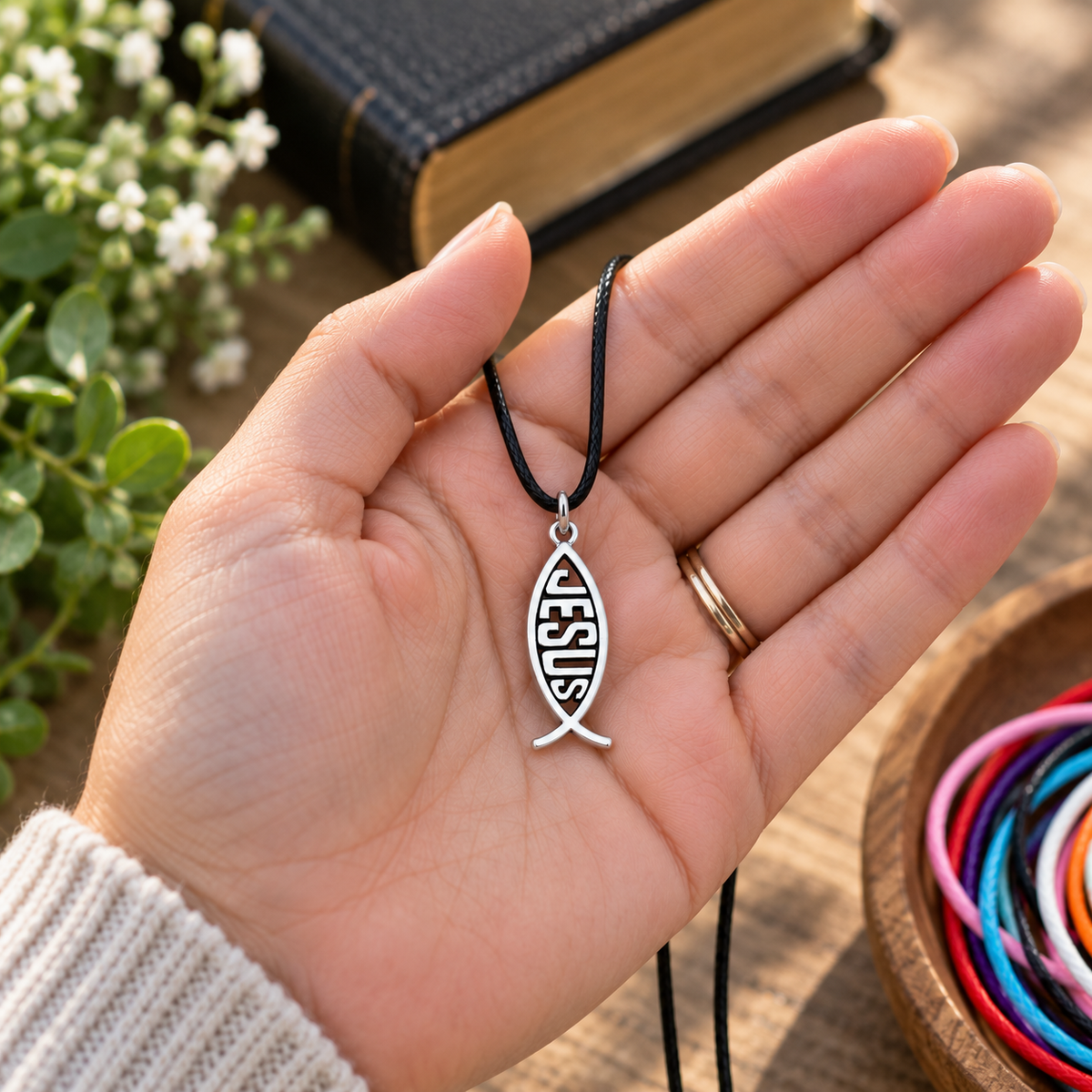 Jesus Fish Christian Pendant Necklace