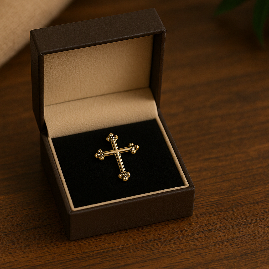 Gold Ornate Cross Lapel Pin – Inspirational Christian Gift