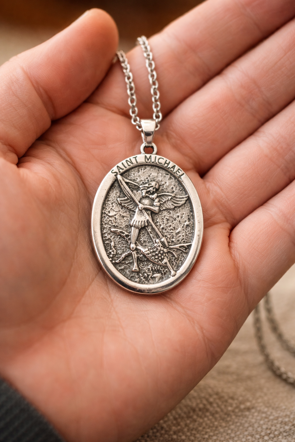 Saint Michael Medal Necklace (Large)