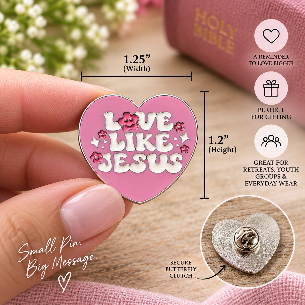 Love Like Jesus Heart Lapel Pin