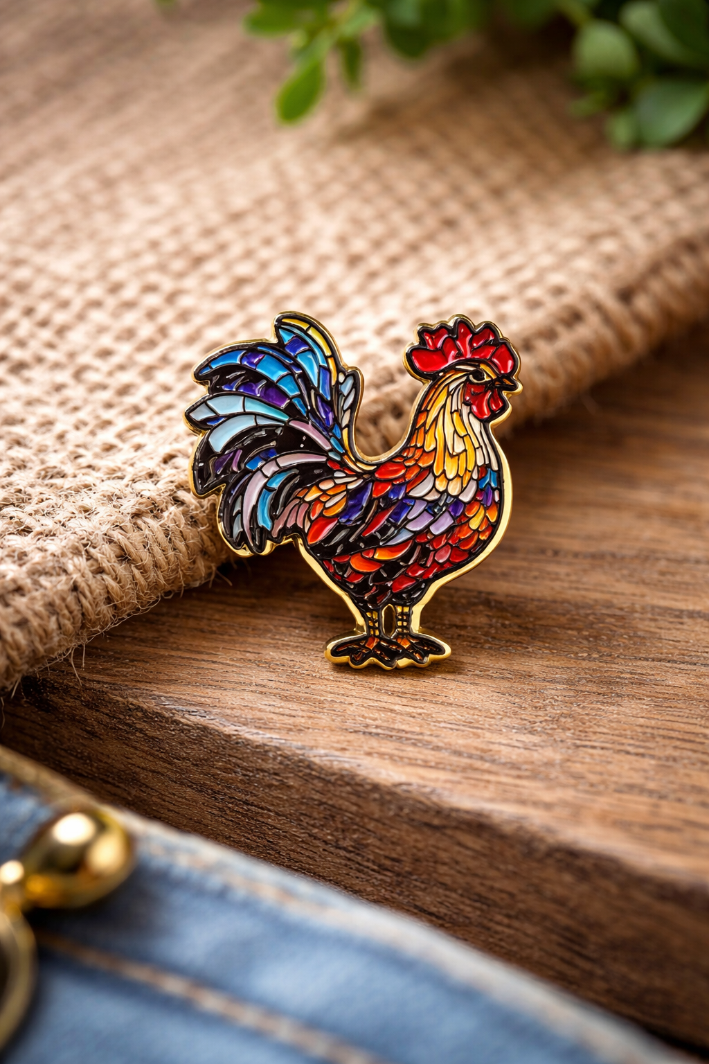 Colorful Rooster Enamel Pin – Sings the Rooster Faith Inspired Lapel Pin