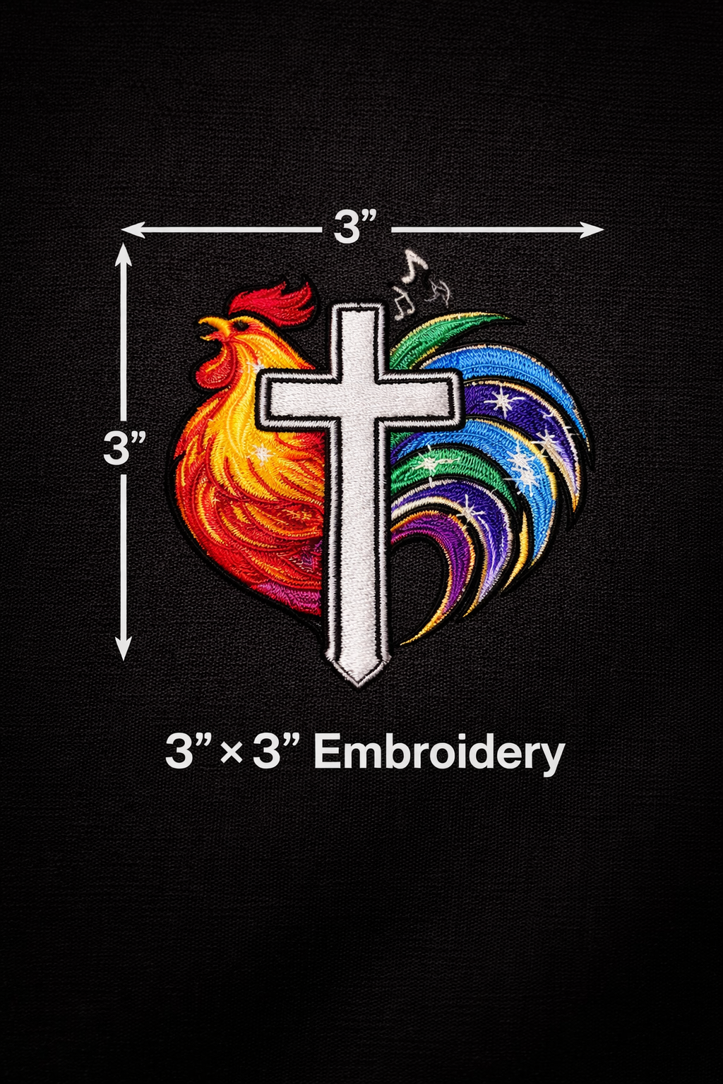 "De Colores Rooster Cross" - Premium Embroidered Christian Shirt