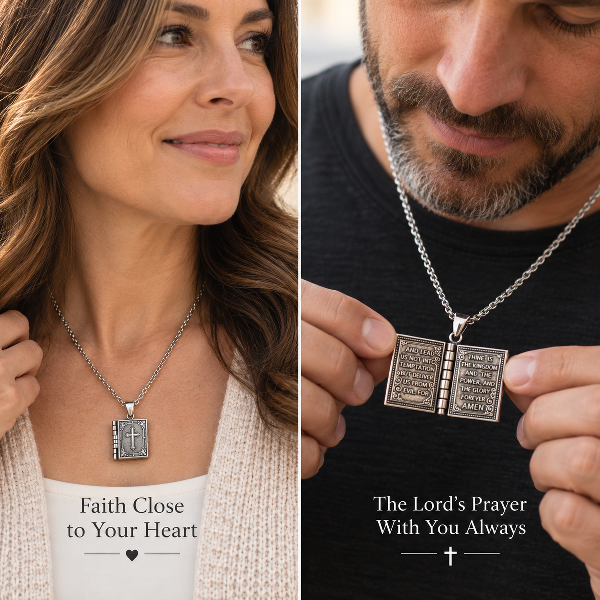 The Lord’s Prayer Opening Bible Necklace