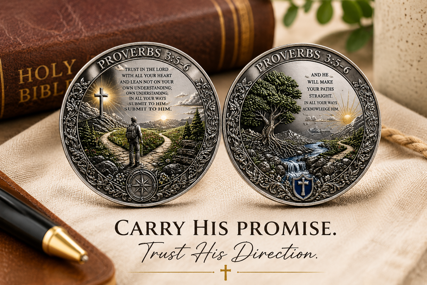 Proverbs 3:5–6 Christian Challenge Coin | Trust in the Lord Pocket Keepsake