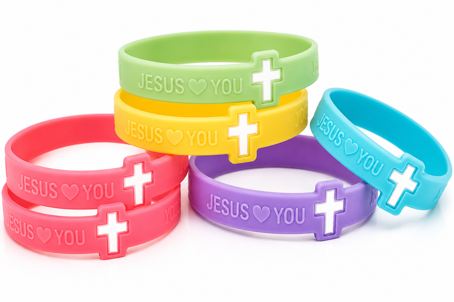 Jesus Loves You Cross Wristband | Singles & Blessing Packs