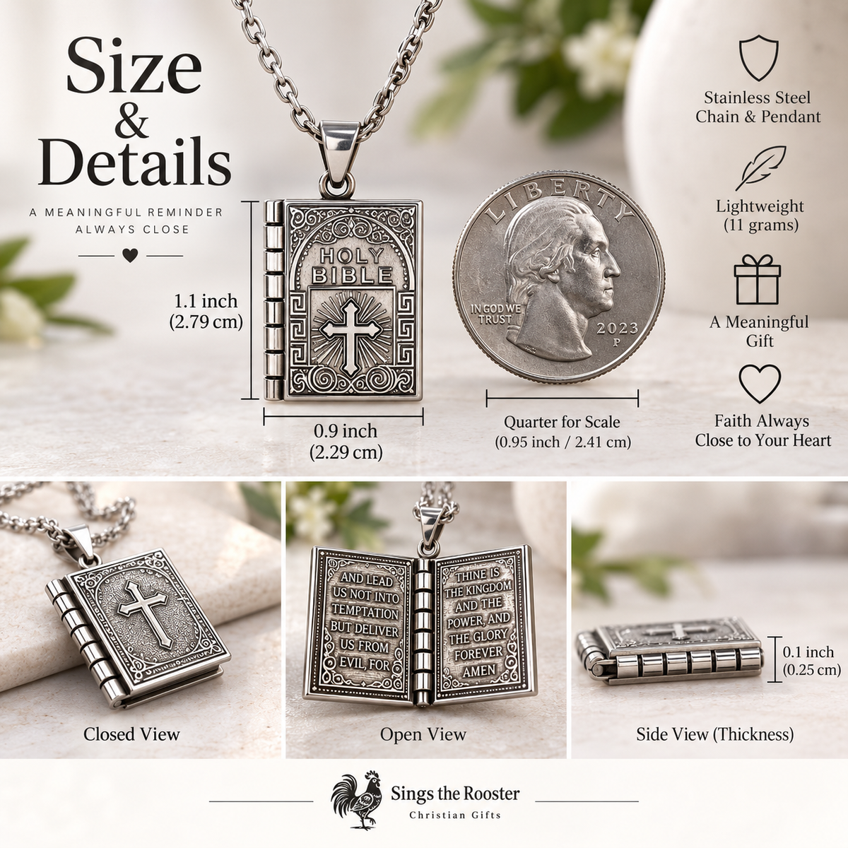 The Lord’s Prayer Opening Bible Necklace