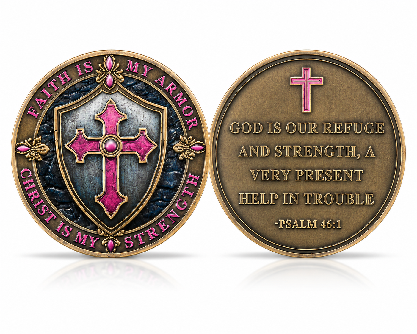 Faith Is My Armor Coin | Psalm 46:1 Christian Encouragement Gift