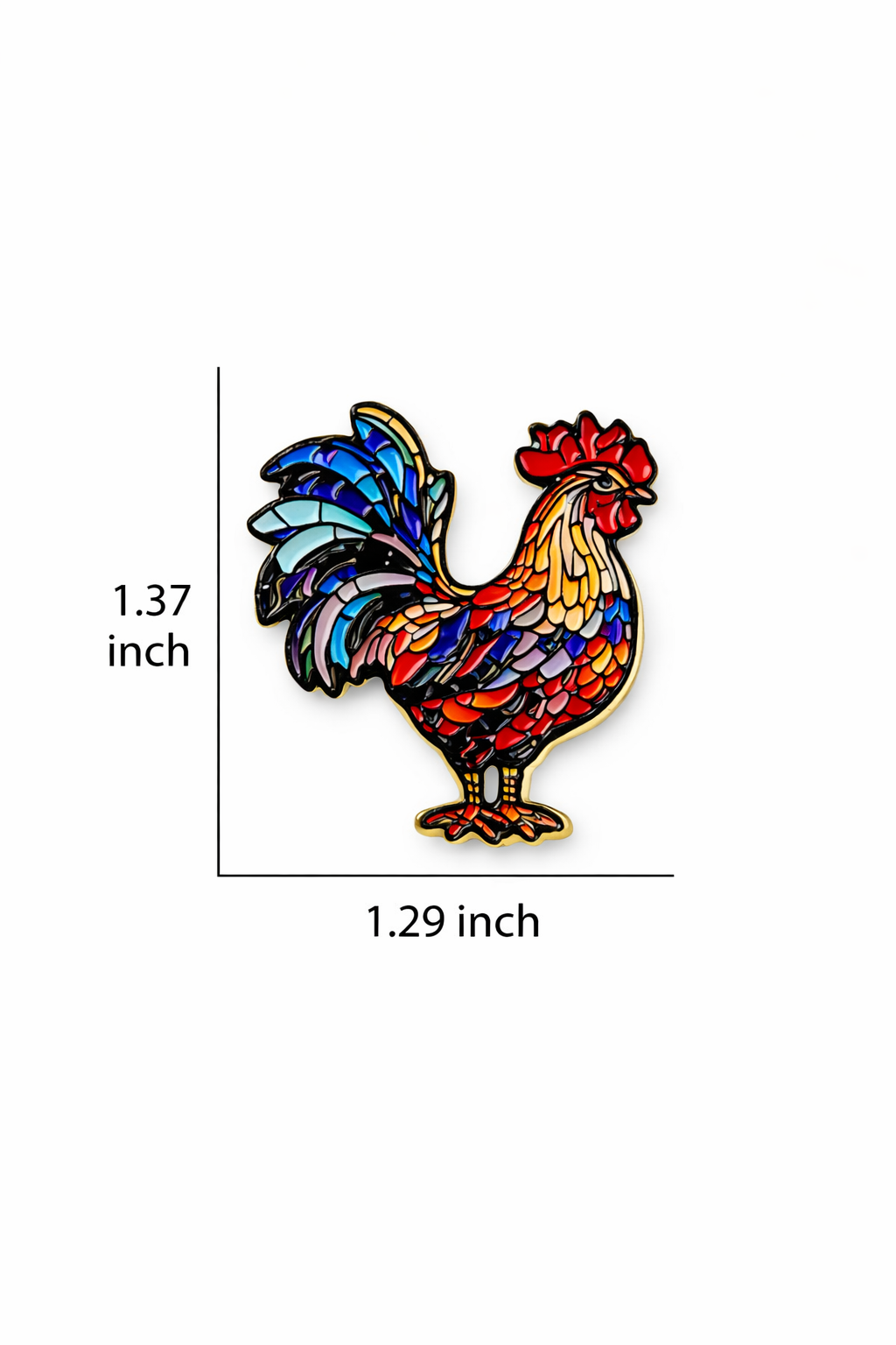 Colorful Rooster Enamel Pin – Sings the Rooster Faith Inspired Lapel Pin