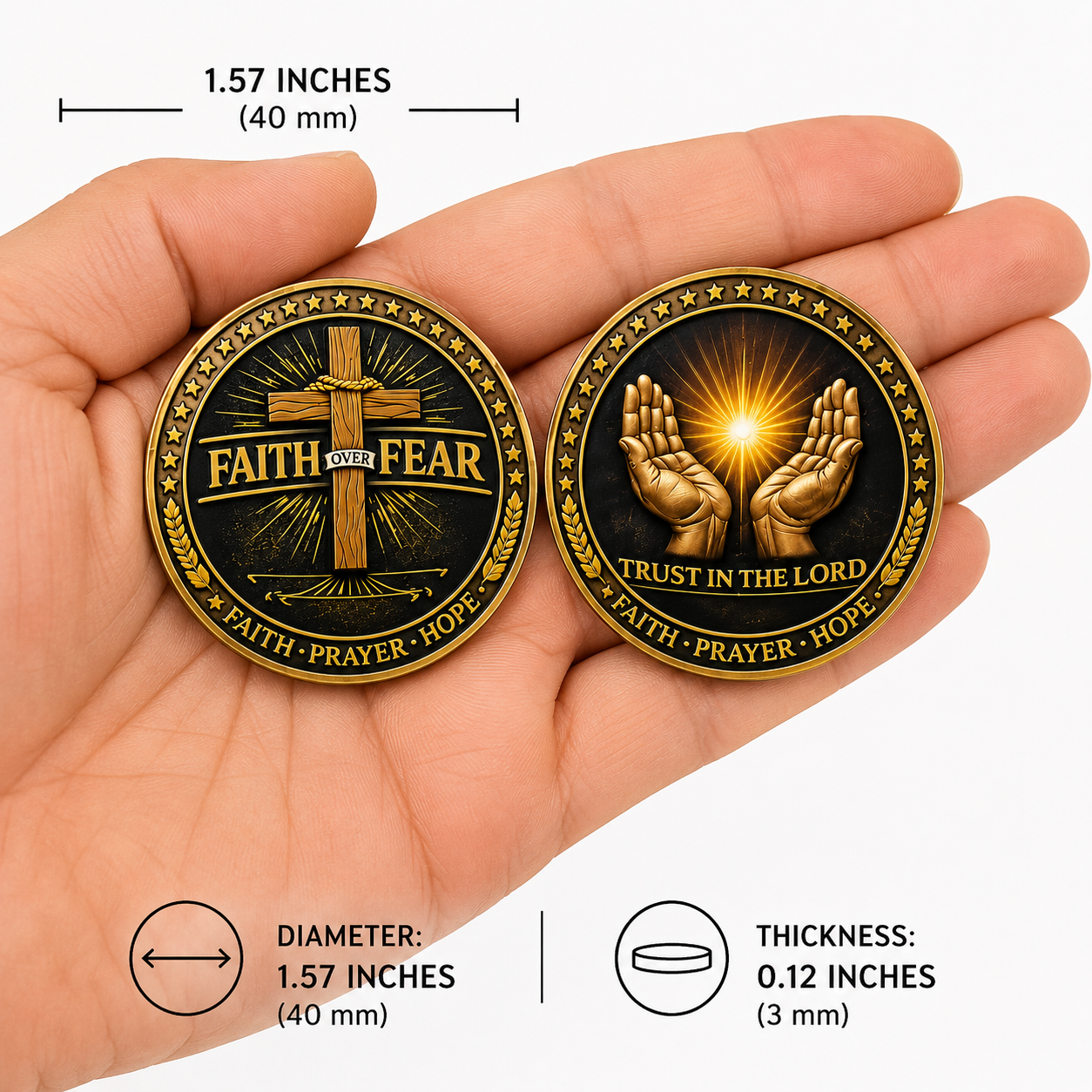 Faith Over Fear Christian Challenge Coin