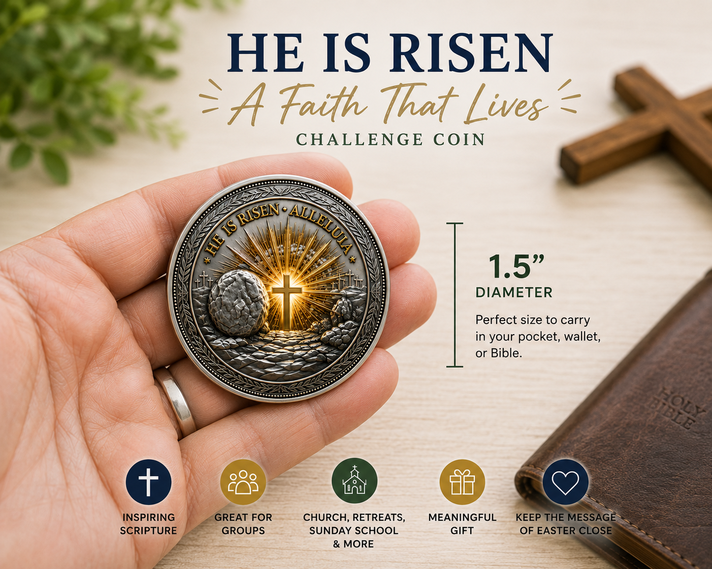 He Is Risen Easter Faith Coin