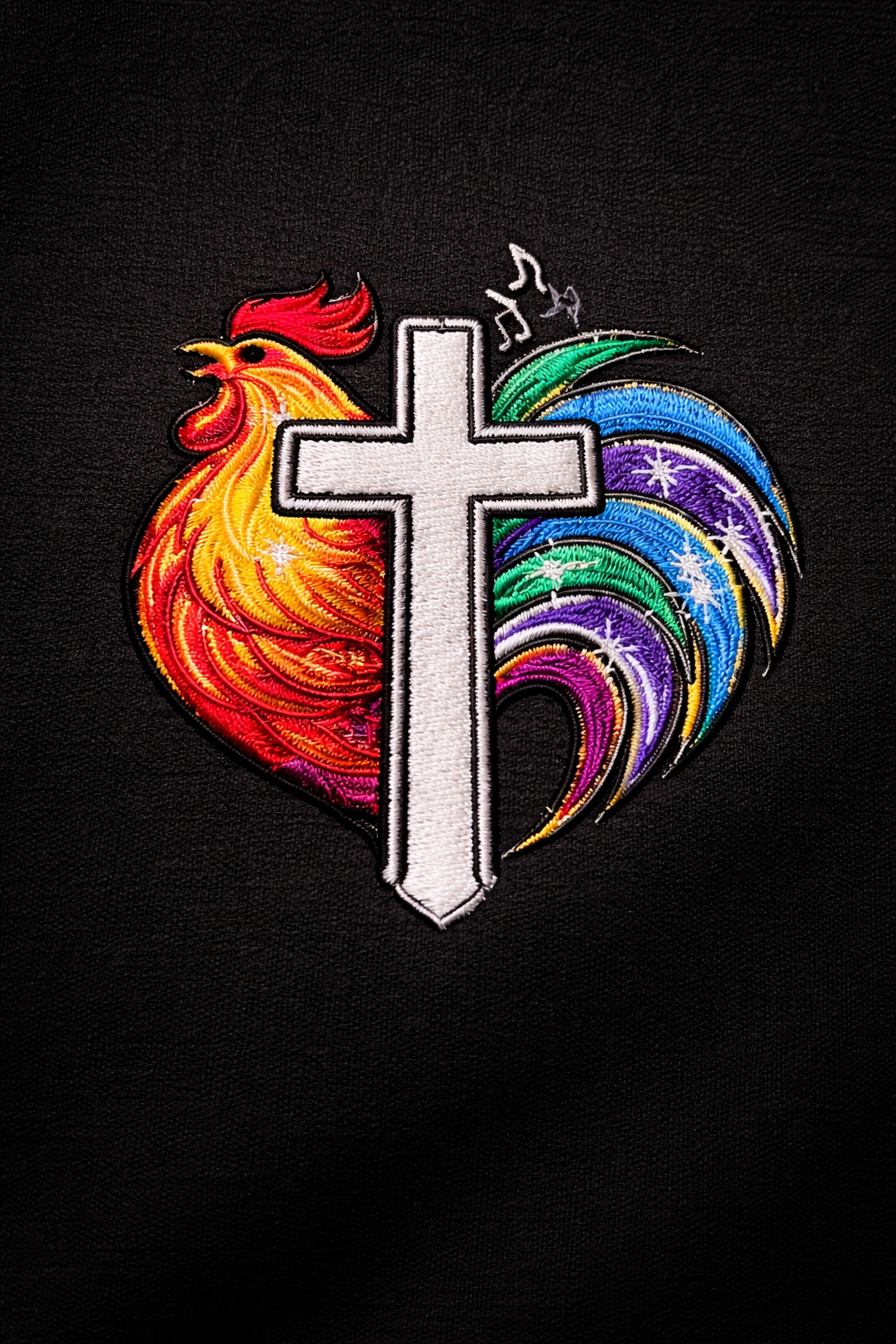 "De Colores Rooster Cross" - Premium Embroidered Christian Shirt