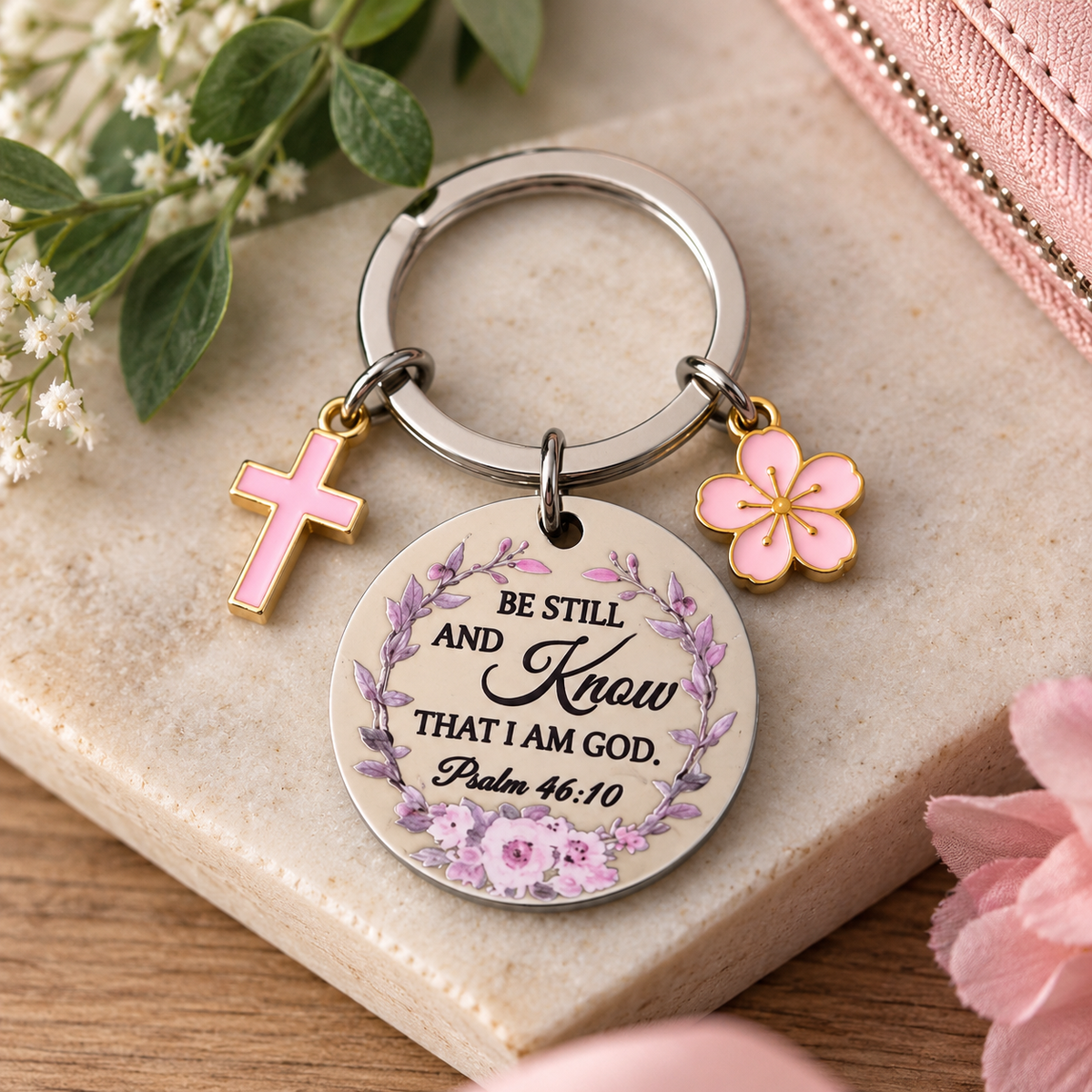 Be Still & Know Psalm 46:10 Christian Keychain